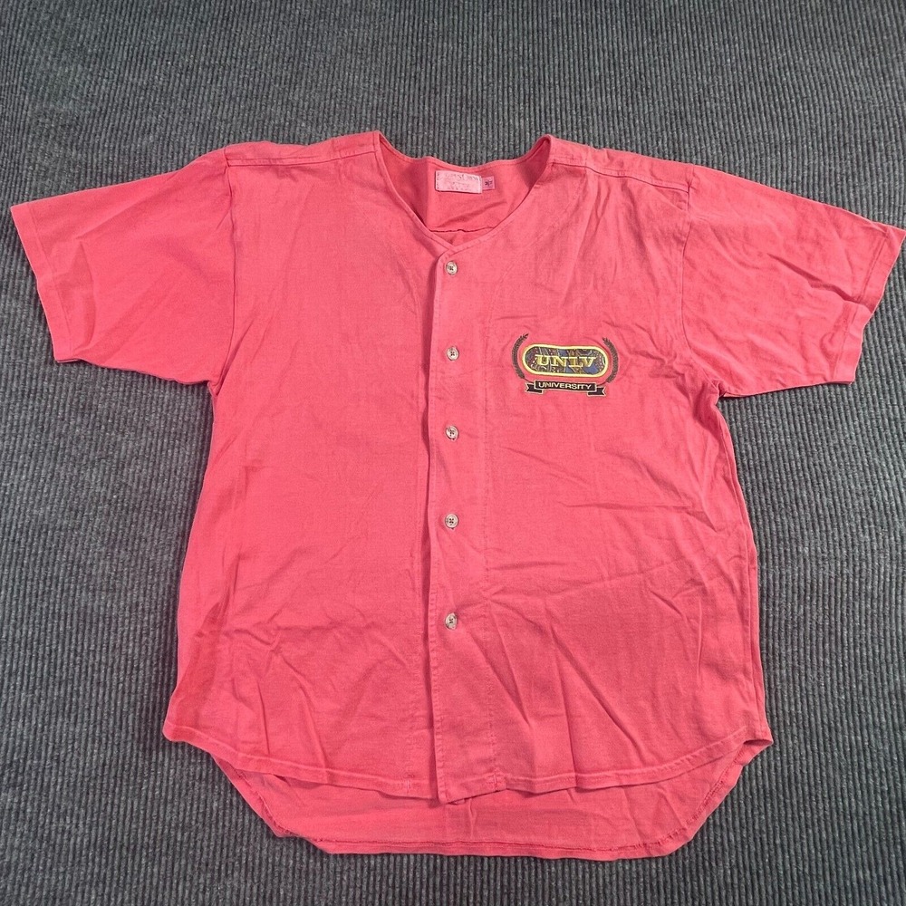 VTG UNLV Rebels Shirt Mens M Pink Button Up NCAA College‎ Oversized Campus Crew